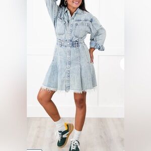 NWOT BiBi Long Sleeve Denim Mini Dress ~ Large